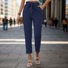 Bai Fen Zhi Yi Verano 2025 Nuevo Estilo Europeo y Americano Color Sólido Plisado de Atar Pierna Recta Plegado Casual para Mujer