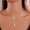 Moda Transfronteriza Europea y Americana Collar de Perlas en Forma de Gota de Agua Cadena para Espalda de Vestido de Novia Banquete de Bodas Cadena Corporal Accesorios