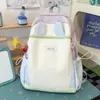 Nova mochila color block para estudantes com orelhas de coelho fofas, mochila escolar de alta aparência de desenho animado para meninas, mochila leve transfronteiriça para atividades ao ar livre