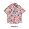 Camiseta Tie-Dye para Hombre de Manga Corta Verano Estilo Delgado Sensación Featuer Guapo Camisa de Media Manga Estilo Japonés Retro Chaqueta Holgada Trendy