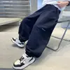 Calça de Moletom Tricô Color Block na Cintura para Meninos Estilo Primavera e Outono Joggers Soltos para Estudantes Calças Casuais com Punho Venda por Atacado