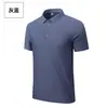 Camisa Polo de Manga Corta de Color Sólido Unisex para Verano, Transfronteriza, de Seda Helada Sin Costuras, Cuello de Solapa, Ropa de Trabajo Casual con Estampado de Logo