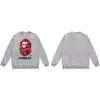 Moletom BAPE com estampa de cabeça de macaco estilo japonês, tendência transfronteiriça, gola redonda, unissex, corte solto, jaqueta de manga curta para outono e inverno