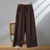 Pantalones tipo "dad" de algodón y lino, estilo retro para mujeres de mediana edad y mayores, pantalones rectos transpirables y de corte holgado para el verano