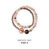 Pulsera deabalorios de la suerte de Cristal Súper Siete Negro Dorado Natural Doble Círculo Pulsera de Citrino para Mujer Pulsera de Anillo Corredor de Ágata Estilo Chino Nuevo