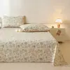 Modelo nuevo 2026 sábana de cama de algodón grueso pieza única 100% algodón puro funda de almohada de lino engrosada juego de tres piezas tapete de enfriamiento de verano