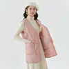Colete de Algodão Feminino Quente Extra Grande Espessado com Forro de Fleece Comprimento Médio Botão de Pele de Cordeiro Casual para Usar por Cima 2505