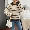 Bai Fen Zhi YiTikTok 2026 Nuevo Estilo Casual Retro Bloque de Color Cuello Polo Suéter de Punto Rayado para Mujer