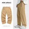 Pantalones Cargo de Algodón Lavado para Pareja Otoño e Invierno Pantalones de Pierna Recta Estampados con Letras Casuales Sueltos Pierna Ancha JW107-P50