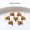 Alta Retención de Color Chapado en Cobre 24K Oro Real Accesorios de Ágata Roja Piezas para Joyería DIY Calabaza de Loto Productos Semi-Terminados Venta Directa de Fábrica