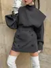 Otoño/Invierno 2026 Abrigo Corto de Lana Cruzado Europeo de Doble Botonadura Cintura Ceñida con Cinturón Abrigo de Lana con Temperamento