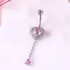 Anillo para ombligo de acero inoxidable directo de fábrica, moda europea y americana, colgante de cabeza de conejo rosa, clavo para ombligo, anillo umbilical, transfronterizo