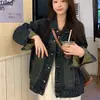 Chaqueta de mezclilla retro estilo Hong Kong para mujer, nuevo modelo primavera y otoño 2025, corte holgado, adelgazante, lavada y desgastada, top de manga larga