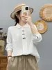 Moda Otoño 2026: Camisa Larga de Algodón Gasa Bordada de Doble Capa con Cuello Redondo, Casual y Juvenil, para Mujer