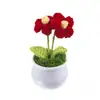 Productos terminados transfronterizos: Flores de hilo tejidas a crochet, plantas pequeñas en maceta, flores artificiales hechas a mano, adornos decorativos de escritorio al por mayor