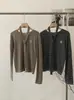 Suéter de Punto Bordado con Rayas Finas, Cuello Redondo, Color Contrastante, Manga Larga, con Cinta Omalaí, Estilo Nuevo Primavera Temprana 2026 para Mujer 6168