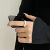 Anillo texturizado de plata de ley S925 para mujer, diseño abierto ajustable, estilo de nicho de alta gama, anillo versátil de lujo ligero para el dedo índice, nuevo