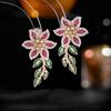 Pendientes de Plata s925 con Aguja Hechos a Mano Micro-incrustados Zircón Hojas Flores de Alta Gama Lujo Ligero Industria Pesada Exagerados Atmosféricos
