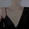 Collar de Luna Ins Estudiante Lujo Accesible Nicho Gama Alta Simple Estilo Frío Plateado Clavícula Regalo de Cumpleaños para Niñas
