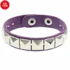 Pulseira Punk Europeia e Americana de Couro PU Ecológico, Aço Inoxidável de Aço Titânio, Fileira Única de Rebites Quadrados, Bracelete Exagerado da Moda