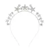 Tiara de festa europeia e americana em liga de zinco com strass de estrela e diamantes, acessório de cabelo para celebração de feriado com pentagrama, coroa de cabeça da moda