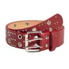 Cinturón Pesado de Doble Botonadura Estilo Punk, Cinturón Decorativo de Moda para Jeans Estilo Coreano, Cinturón Piel de Pollo, Al Por Mayor en Stock