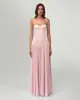 Vestido corpete de alça fina estilo europeu e americano transfronteiriço, saia longa de chiffon com barra ampla, vestido longo elegante com amarração nas costas, poliéster
