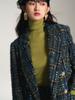 Shengdu26 Otoño/Invierno Nuevo Estilo Francés Estilo Socialité Hilo Floral Seda Brillante Estilo Chanel Falda de Traje de Longitud Media de Doble Botonadura