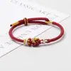Pulsera DIY de Cuerda Tejida a Mano, Producto Semi-Terminado que se Puede Usar con Accesorios Dorados y Colgantes, Nudo de Pareja Cuerda Roja