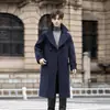 Abrigo de Lana de Estilo Coreano de Doble Botonadura de Longitud Media por Encima de la Rodilla para Hombre, Abrigo Largo de Lana Holgado de Moda para Protección contra el Frío Invernal