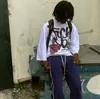 Camiseta holgada de media manga con estampado de grafiti transfronterizo europeo y americano, estilo hip hop, serie de marcas de moda