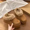 Zapatos de Algodón con Remache de Dos Vías y Lazo de Lana de Cordero para Mujer 2026 Invierno Nuevos Casuales Moda para Exteriores Zapatos Peludos Planos para Mujer