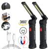 Luz de trabajo LED plegable COB con carga, luz magnética multifuncional para tienda de campaña, linterna para exteriores, luz de inspección de coche y reparación.