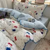 Conjunto de Lençol de Tule com Babados Femininos de Quatro Peças, Capa de Edredom Cartoon Classe A, Roupa de Cama Nantong, Conjunto de Três Peças para Dormitório Estudantil 4