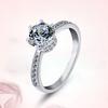 Nuevo Anillo Abierto para Mujer Estilo Coreano Seis Garras Diamante Solitario Simple Moda Atmosférico Grupo Tridimensional Zirconia Simulación Moissanita