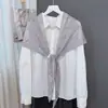 Xale de Tricô Vazado Respirável Fino de Verão para Mulheres, Lenço Triângulo da Moda para o Dia a Dia no Verão, Camisa com Sensação de Gelo com Sobreposição de Lenço