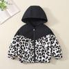 Artículo de exportación más vendidoChaqueta Patchwork con Estampado de Leopardo para Niños Chaqueta con Capucha de Marca Moderna para Niñas Otoño 2025