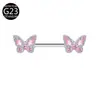 Anillo para Pezón Perforado de Aleación de Titanio G23 Más Vendido Transfronterizo con Circonita de Mariposa, Lindo y Dulce Anillo para Pezón Perforado F136