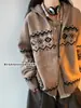 Jaqueta Cardigan Suéter Fair Isle de Alta Qualidade Americano para Homens e Mulheres Outono Estilo Étnico Gola Alta Petal Jaqueta de Tricô