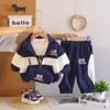 Conjunto de Tres Piezas con Sudadera para Niños de Primavera y Otoño Chaqueta Regular para Niños Pantalones Ropa Deportiva Casual para Bebé Tendencia