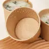 Tazón de Papel Desechable con Tapa, Cubeta para Avena, Tazón de Arroz Comercial, Caja para Ensalada de Picnic, Caja de Embalaje de Papel Kraft para Comida Rápida para Llevar, Frutas