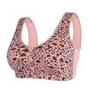 Estampado de Leopardo Nuevo Suave Algodón Taza Delgada Broche Frontal Ropa Interior para Mujeres de Mediana Edad y Mayores sin Aros Estilo Chaleco Talla Grande Sujetador