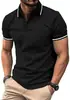 Europa Transfronteiriça Manga Curta Gola Lapela Cor Sólida Novo Estilo Manga Curta Casual Camisa POLO Estampa 3D Bolso Gola Lapela Camisa Polo