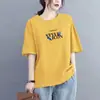 2026 Verão Novo Comércio Exterior Manga Curta Camiseta Feminina Solta Estilosa Top Tamanho Grande Versátil Modeladora Estampa ins Tendência