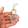Frasco de Perfume com Tampa de Madeira, Frasco Vazio, Frasco Vazio de Vidro para Reabastecimento de Óleo Essencial de Perfume de Alta Qualidade, Frasco de Perfume para Pendurar no Interior do Carro, Feito Sob Medida