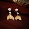 Pendientes Únicos de Metal con Forma de Cola de Pez y Perlas Sintéticas, Pendientes de Alta Gama Estilosos y de Moda Inspirados en el Estilo Francés de Instagram para Mujer