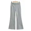 Calça de Moletom Cinza Estilo Americano com Forro de Lã para Mulheres, Lançamento Inverno 2025, Calça Casual Slim Fit com Design Flare de Perna Larga Fluido