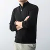 Suéter casual simple de punto para hombre para otoño e invierno, con cremallera, moda casual, engrosado, forrado de polar, manga larga