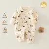 Macacão de Bebê para Primavera e Outono Classe A Macacão Quente de Manga Longa para Bebê Macacão Acolchoado Espesso de Algodão de Ar para Engatinhar Sem Ossos