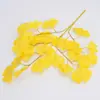 Folhas artificiais falsas, folhas de ginkgo com 5 ramos, galhos de plástico, para paisagismo, decorações de plantas de interior com tema de outono e arranjos de folhas
